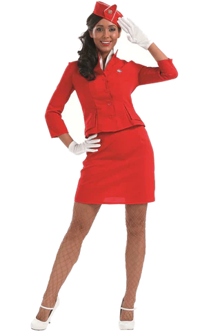 adult red cabin crew costume