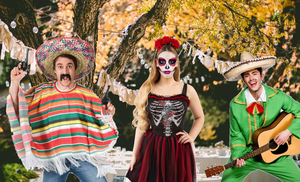 adult rainbow mexican poncho costume, day of the dead costume, mexican tortilla guy costume