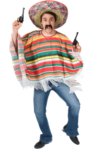 Adult Rainbow Mexican Poncho Costume