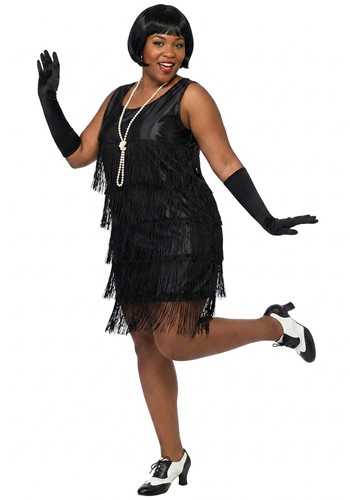 Plus Size Tiered Fringe Flapper Costume for Women