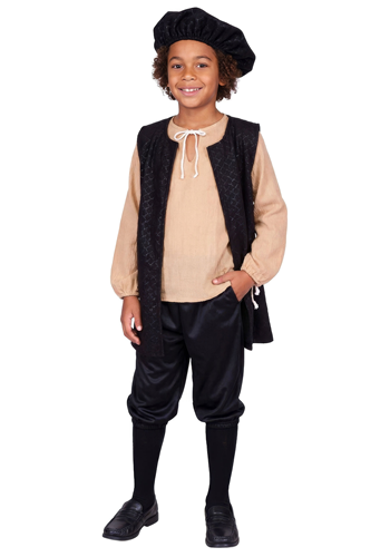 Boys Renaissance Black Vest Costume