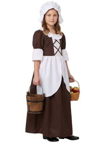 Girls Brown Colonial House Maid Costume Dress