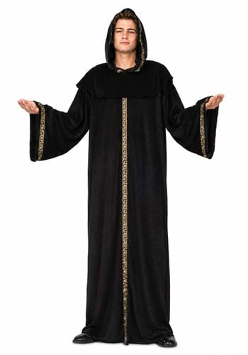 Mens Medieval Black Monk Robe Costume