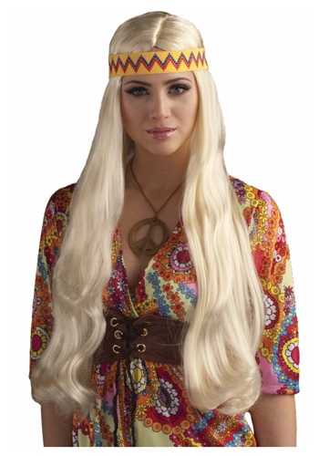 Blonde Hippie Chick Wig w/Headband