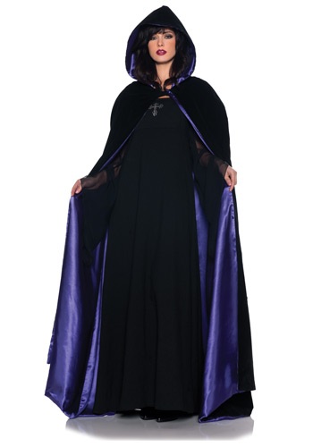 Deluxe Velvet and Purple Satin Long Cape