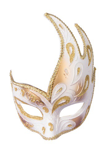 Adult Gold Half Mask w/Ribbon