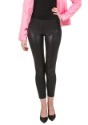 Plus Size Black Shiny Leggings w/ Faux Front Fly