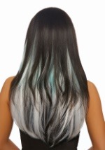 Long Straight 3-Piece Ombre Aqua/Grey Hair Extensions