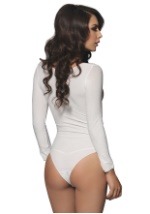 Women's Long Sleeve White Bodysuit1