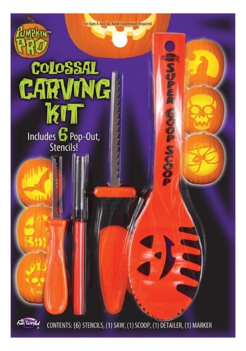 10 Piece Colossal Pumpkin Carving Kit - Orange