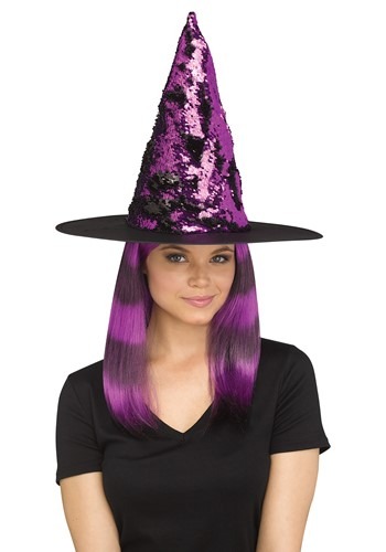 Flip Sequin Witch Hat Purple