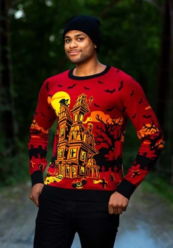 Adult Haunted House Halloween Sweater alt2