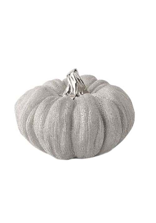 5in Silver Metallic Textured Ceramic Pumpkins