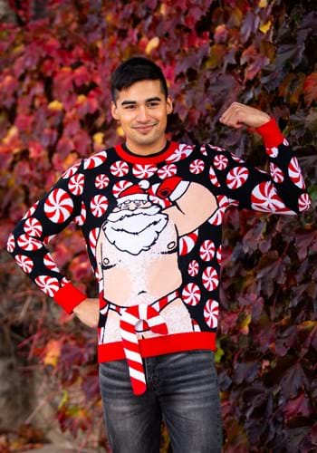 Santa Candy Cane Ugly Christmas Sweater
