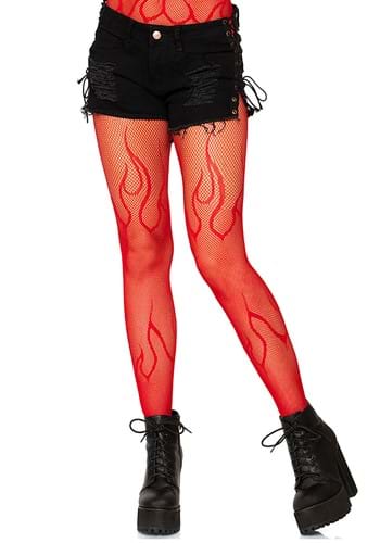 Red Flame Net Womens Tights