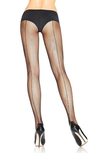 Black Plus Fishnet Tights with Backseam