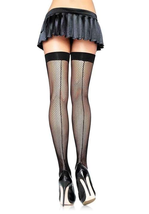 Fishnet Plus Thigh Highs with Backseam