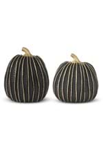 6" Black and Gold Stripe Pumpkins Alt 1