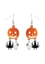 Pumpkin Skull Spider Earrings