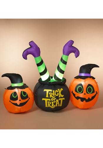 64 Inch Electric Lighted Inflatable Witch Pumpkins Decor
