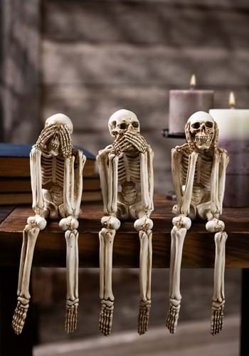 Set of 3 See No Evil, Hear No Evil, Speak No Evil Skeletons