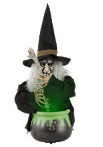 17" H Black Brewing Witch w/ Cauldron Alt 4