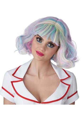Womens Short Pastel Rainbow Wig