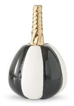 7" White and Black Striped Ceramic Pumpkin Alt 2