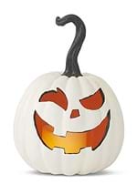 Set of Three White Resin LED Flicker Flame Jack O  Alt 2