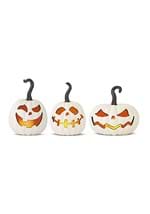 Set of Three White Resin LED Flicker Flame Jack O  Alt 5