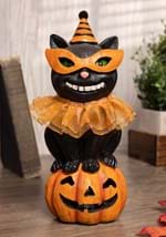 8 Inch Black Cat with Party Hat On LED Pumpkin