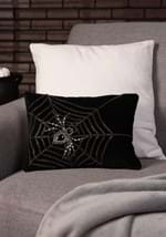 Black Velvet Pillow with Chain Web and Beaded Spider