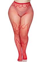 Plus Size Red Flame Net Tights Alt 2