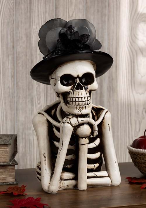 Light Up Top Hat Skeleton Figure