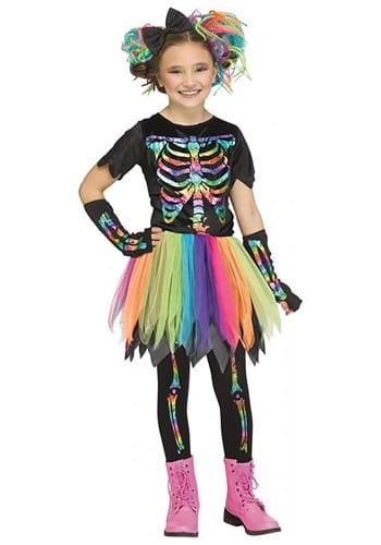 Girls Rainbow Foil Skele-Girl Costume