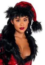 Red Vinyl with Black Faux Fur Santa Hat