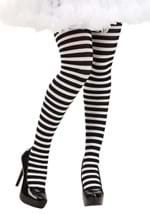 Womens Black White Striped Tights