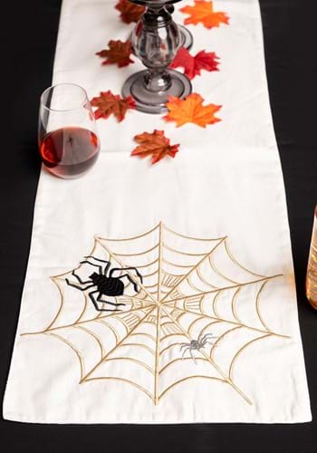 72 Inch Embroidered Spiders and Web Table Runner