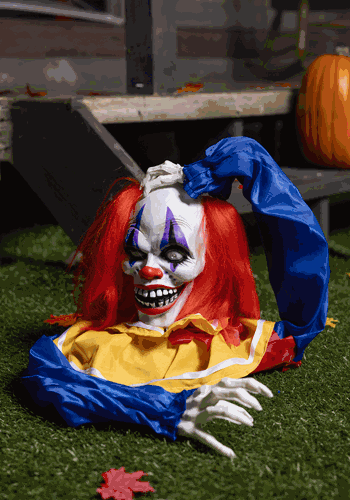 14-Inch Animated Head Popping Clown Ground Breaker Decoratio