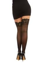 Women's Black Anti-Slip Thigh High w/ Lace Top Alt 1