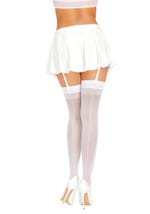 Women's White Sheer Thigh High w/ Back Seam Alt 1