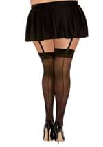 Womens Plus Size Black Thigh High with Back Seam Alt 1