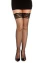 Women's Black Fishnet Thigh High w/ Top Lace & Bac