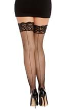 Women's Black Fishnet Thigh High w/ Top Lace & Bac Alt 1