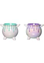 Set of 2 Iridescent Drip Ceramic Cauldron Containe Alt 1