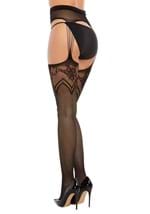 Womens Black High Waist Fishnet Garter Belt Alt 1