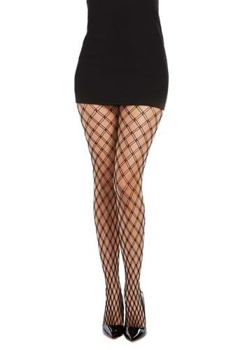 Womens Black Double Knitted Fence Net Fishnet