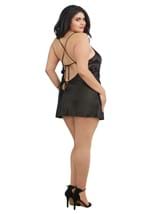 Plus Size Black Charmeuse Chemise Robe Alt 3