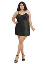 Plus Size Black Charmeuse Chemise Robe Alt 2
