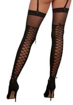Black Faux Boot Detail Thigh High Alt 3